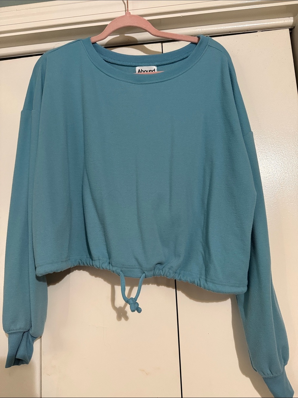 Abound Teal Cropped Drawstring Sweatshirt